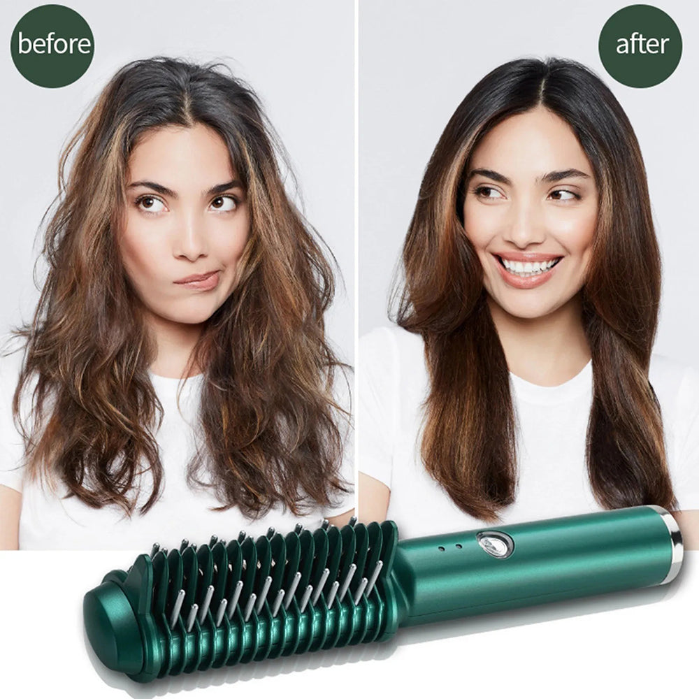 Say goodbye to bad hair days and hello to effortless styling with the Dual-Purpose Electric Hair Comb for Curling & Straightening.