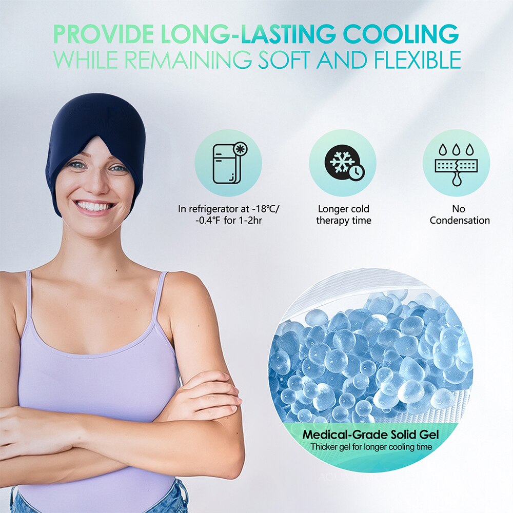 Beat migraines in style and enjoy cool comfort whenever you need it with our Gel Migraine Relief Hat.