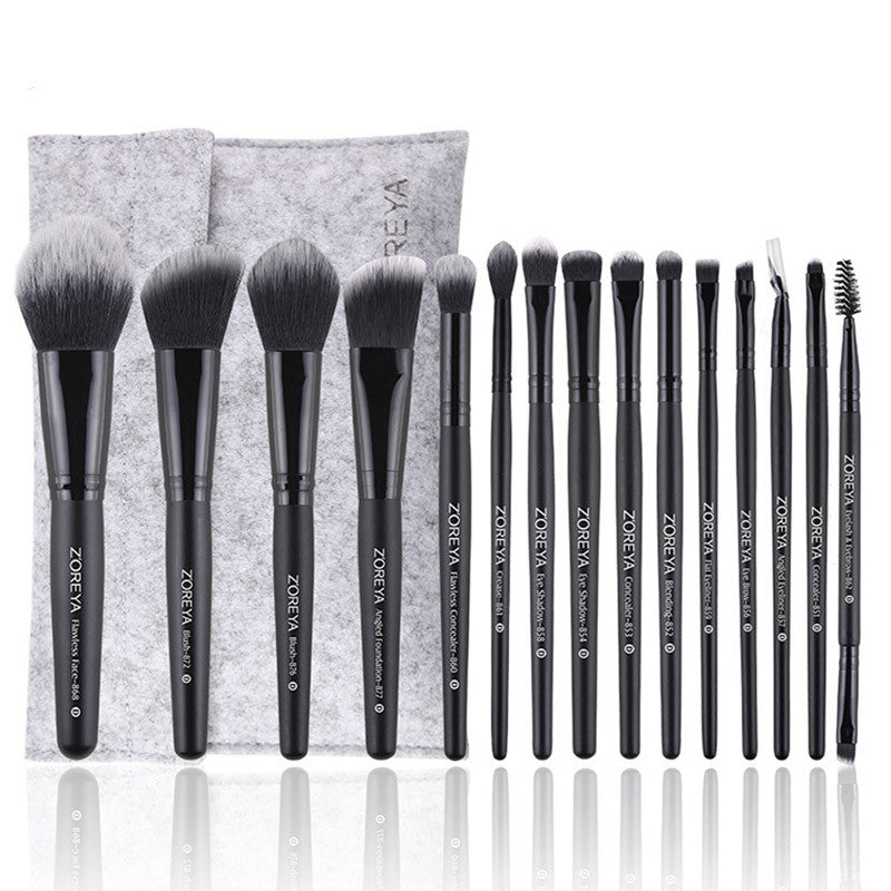 Enjoy a seamless beauty experience that enhances your natural features with  the ZOREYA 15-Piece Makeup Brush Set with Black Handles.