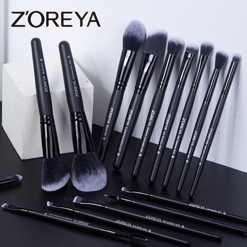Enjoy a seamless beauty experience that enhances your natural features with  the ZOREYA 15-Piece Makeup Brush Set with Black Handles.