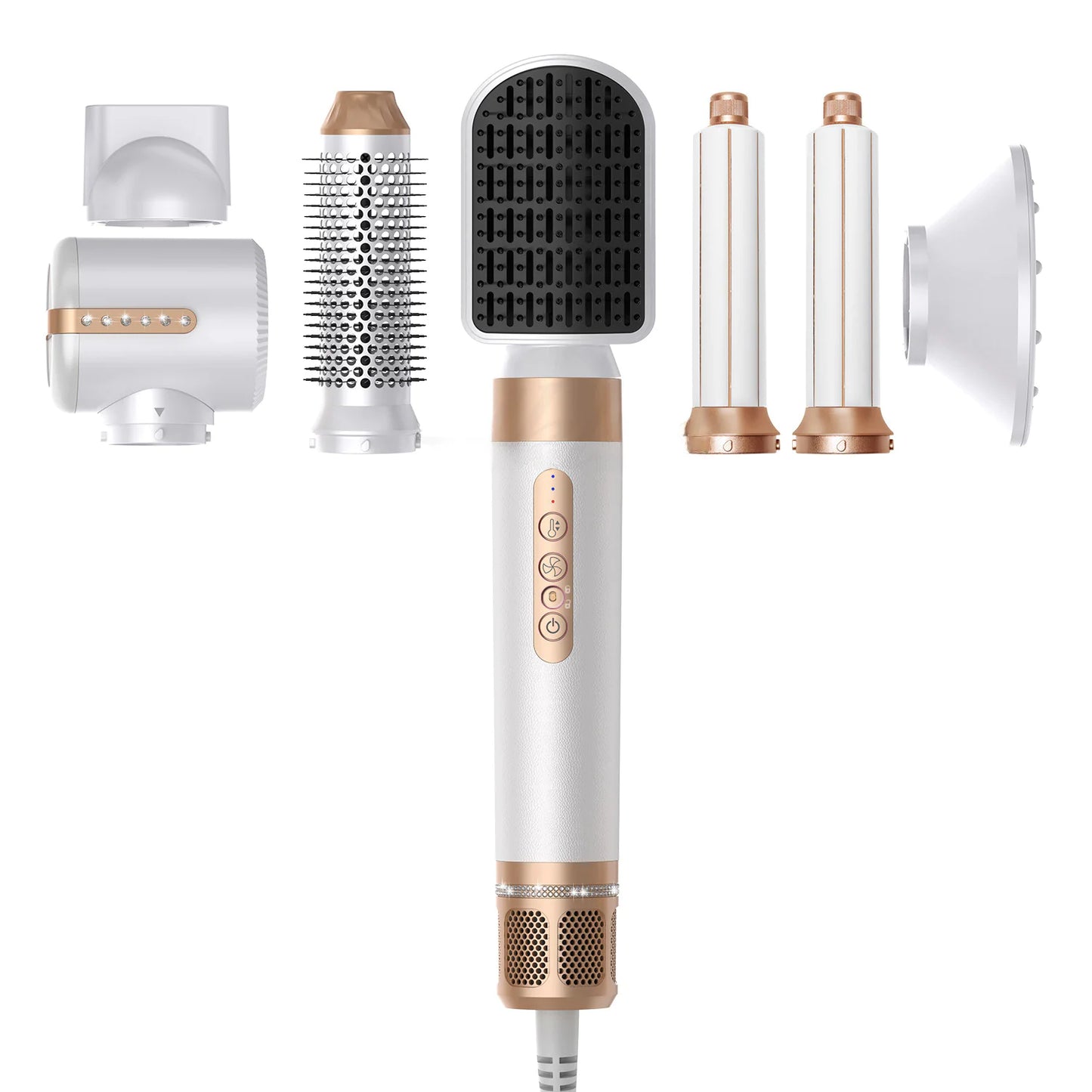Achieve salon-worthy hairstyles from the comfort of your home with the 7-in-1 High-Speed Hot Air Brush for Styling.