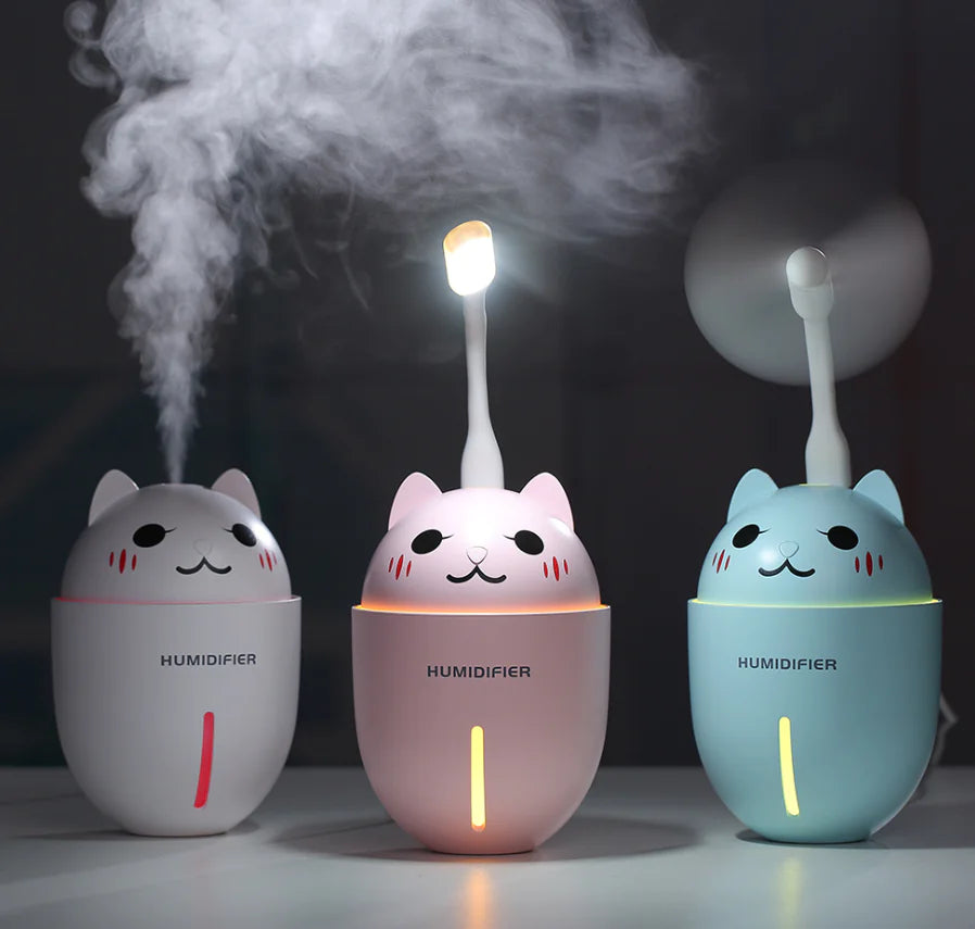 Enjoy a fresher and more confortable space with our Cat Humidifier with Fan and Night Light